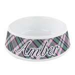 Plaid with Pop Plastic Dog Bowl - Small (Personalized)