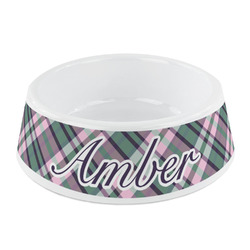 Plaid with Pop Plastic Dog Bowl - Small (Personalized)