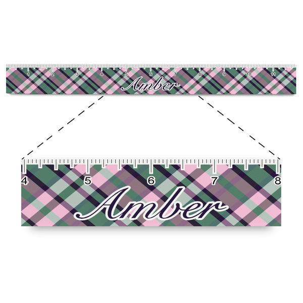 Custom Plaid with Pop Plastic Ruler - 12" (Personalized)