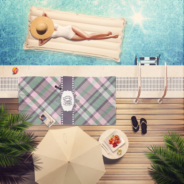 Plaid with Pop Pool Towel Lifestyle