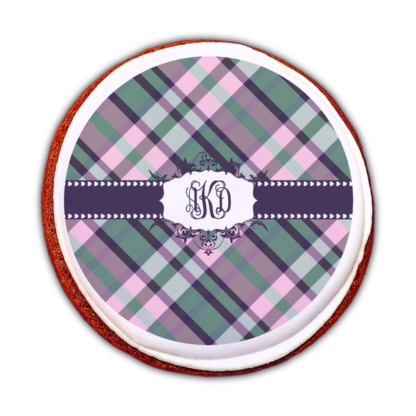 Plaid with Pop Printed Icing Circle - Medium - On Cookie