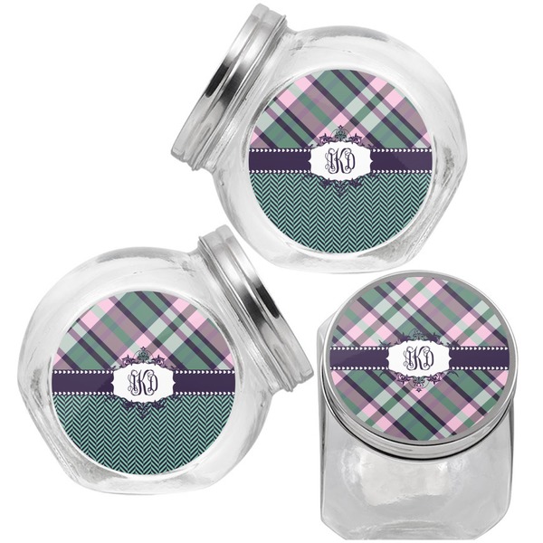 Plaid with Pop Puppy Treat Jar - Top Left Right