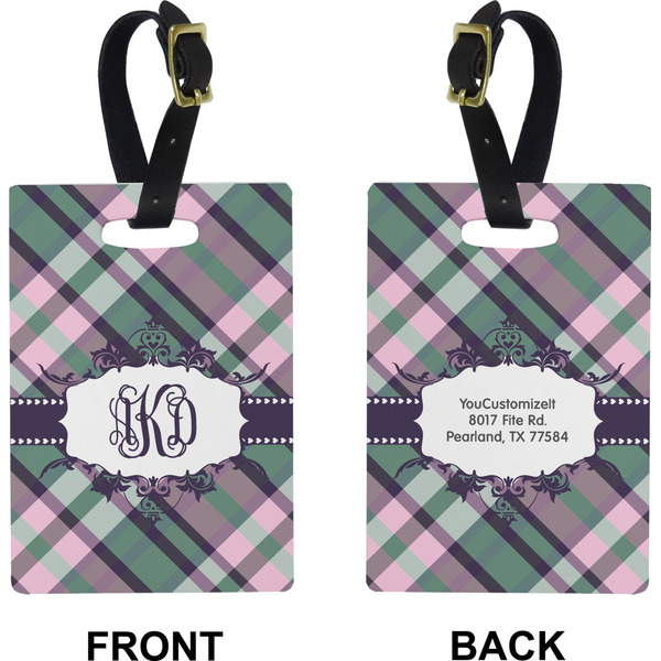 Plaid with Pop Rectangle Luggage Tag (Front + Back)