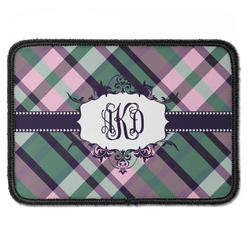 Plaid with Pop Iron On Rectangle Patch w/ Monogram