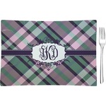 Plaid with Pop Rectangular Glass Appetizer / Dessert Plate - Single or Set (Personalized)