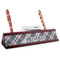 Plaid with Pop Red Mahogany Nameplate with Business Card Holder (Personalized)
