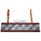 Plaid with Pop Red Mahogany Nameplates with Business Card Holder - Straight
