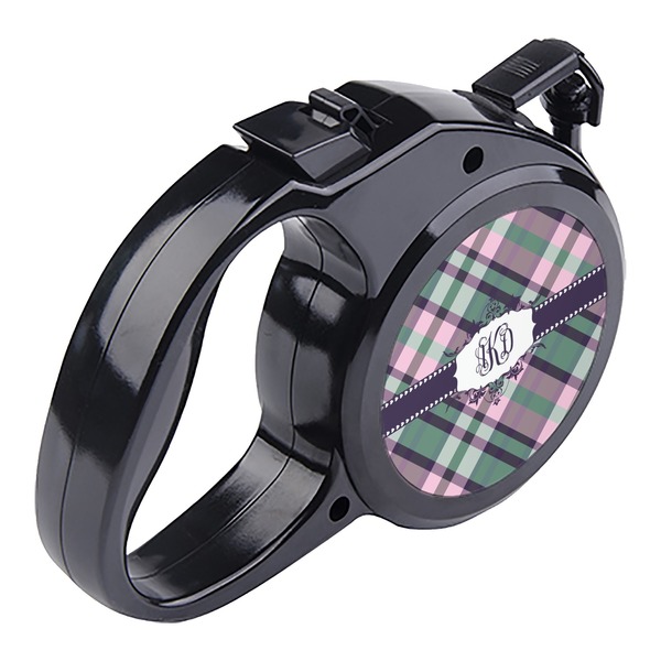 Plaid with Pop Retractable Dog Leash - Angle