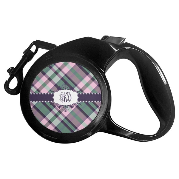 Custom Plaid with Pop Retractable Dog Leash - Medium (Personalized)