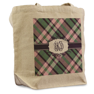 Plaid with Pop Reusable Cotton Grocery Bag (Personalized)