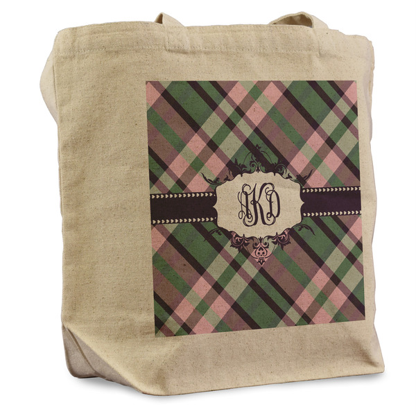 Custom Plaid with Pop Reusable Cotton Grocery Bag (Personalized)