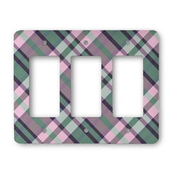 Plaid with Pop Rocker Style Light Switch Cover - Three Switch