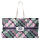 Plaid with Pop Large Rope Tote Bag - Front View