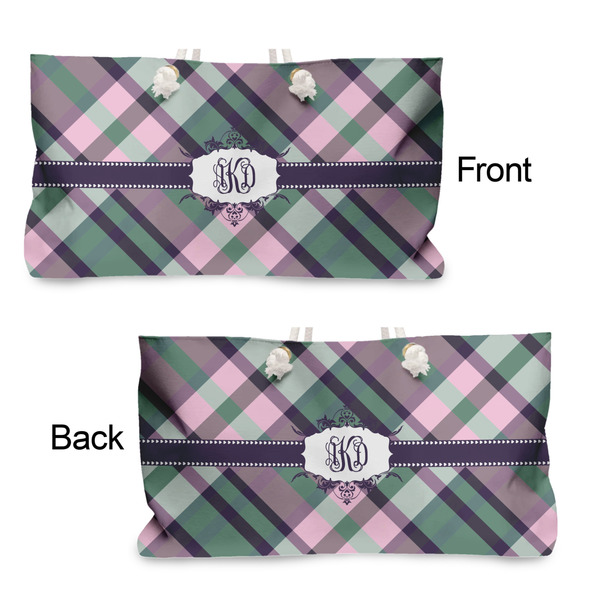 Plaid with Pop Large Rope Tote - From & Back View