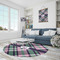 Plaid with Pop Round Area Rug - IN CONTEXT