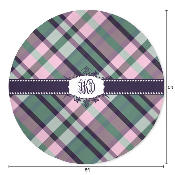 Plaid with Pop Round Area Rug - Size