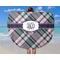 Plaid with Pop Round Beach Towel - In Use