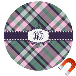Plaid with Pop Round Car Magnet - 6" (Personalized)