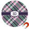 Plaid with Pop Round Car Magnet - 10" (Personalized)