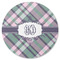 Plaid with Pop Round Coaster Rubber Back - Single