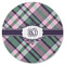 Plaid with Pop Round Rubber Backed Coaster (Personalized)