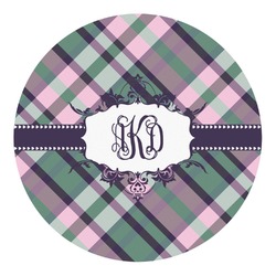 Plaid with Pop Round Decal - Medium (Personalized)