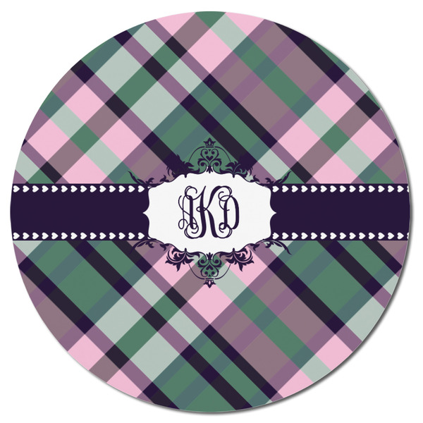 Plaid with Pop Round Fridge Magnet - FRONT