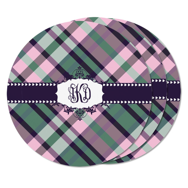 Plaid with Pop Round Fridge Magnet - THREE