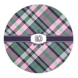 Plaid with Pop 5' Round Indoor Area Rug (Personalized)