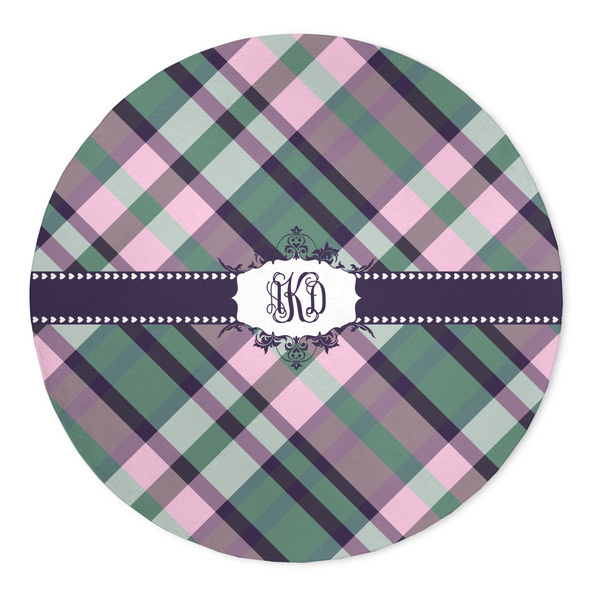 Custom Plaid with Pop 5' Round Indoor Area Rug (Personalized)