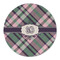 Plaid with Pop Round Linen Placemats - FRONT (Double Sided)