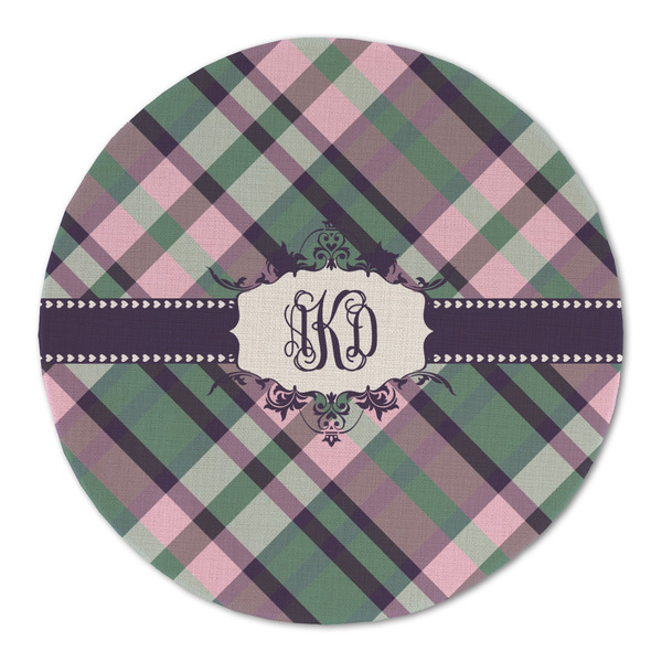 Custom Plaid with Pop Round Linen Placemat (Personalized)