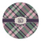 Plaid with Pop Round Linen Placemats - FRONT (Single Sided)