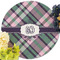 Plaid with Pop Round Linen Placemats - Front (w flowers)