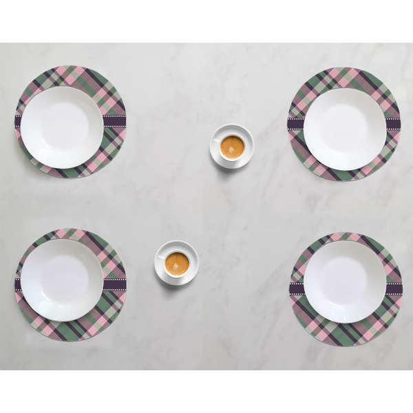 Plaid with Pop Round Linen Placemats - LIFESTYLE (set of 4)