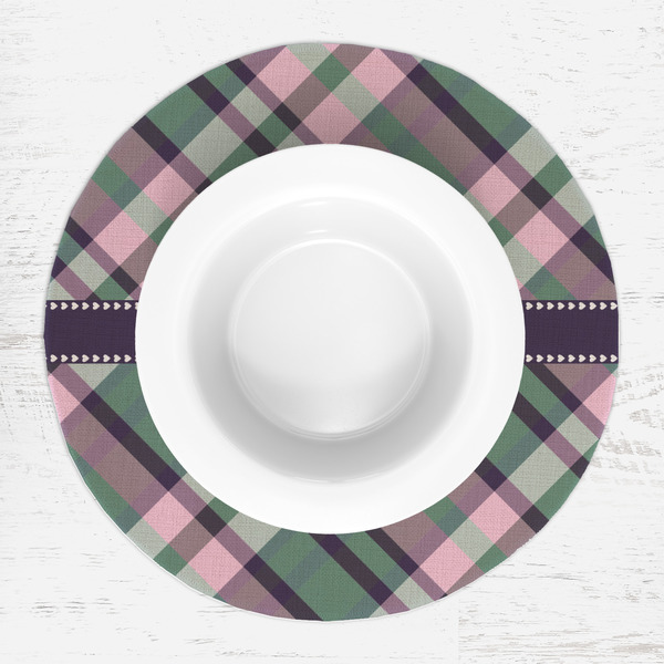 Plaid with Pop Round Linen Placemats - LIFESTYLE (single)