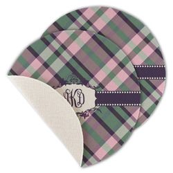 Plaid with Pop Round Linen Placemat - Single Sided - Set of 4 (Personalized)