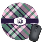Plaid with Pop Round Mouse Pad (Personalized)