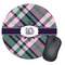 Plaid with Pop Round Mouse Pad