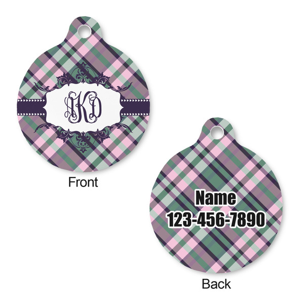 Plaid with Pop Round Pet ID Tag - Large - Approval