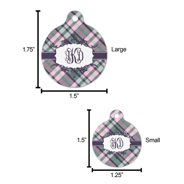 Plaid with Pop Round Pet ID Tag - Large - Comparison Scale
