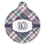 Plaid with Pop Round Pet ID Tag (Personalized)