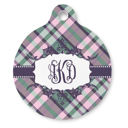 Plaid with Pop Round Pet ID Tag - Large (Personalized)
