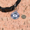 Plaid with Pop Round Pet ID Tag - Small - In Context