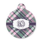 Plaid with Pop Round Pet ID Tag - Small (Personalized)