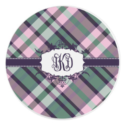 Plaid with Pop Round Stone Trivet (Personalized)