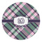 Plaid with Pop Round Stone Trivet - Front View