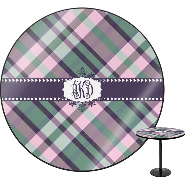 Custom Plaid with Pop Round Table - 24" (Personalized)