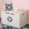 Plaid with Pop Round Wall Decal on Toy Chest