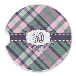 Plaid with Pop Sandstone Car Coaster - Single (Personalized)